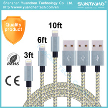 1m/2m/3m Nylon Braided Fast Charging 8pins Data USB Cable for iPhone iPad